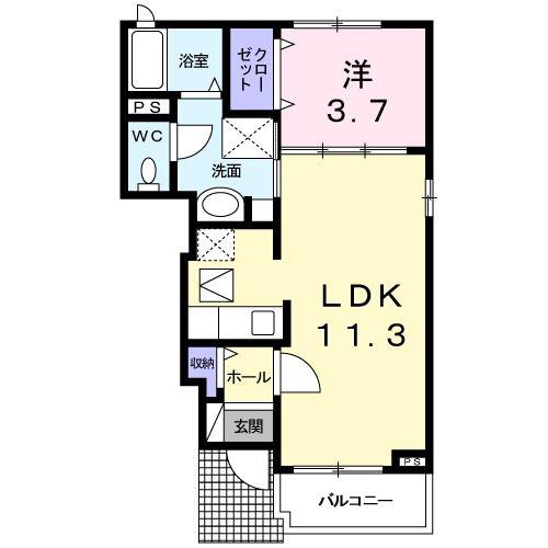 アンジュコリーヌ(1LDK/1階)の間取り写真