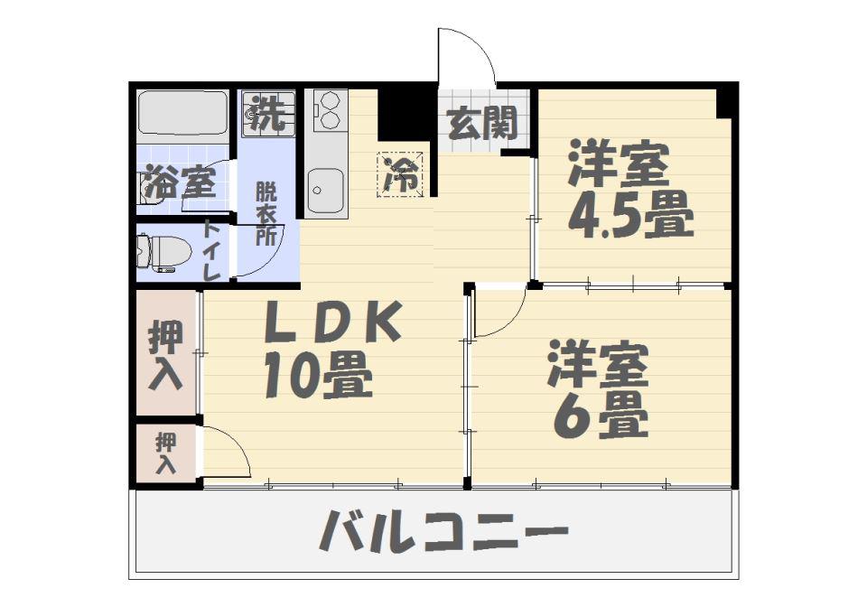 神田橋ビル(2LDK/4階)の間取り写真