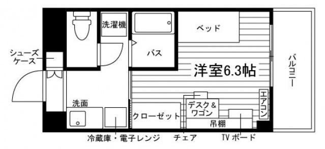 女子学生会館 SSアスリートヴィレッジさくら(ワンルーム/4階)の間取り写真