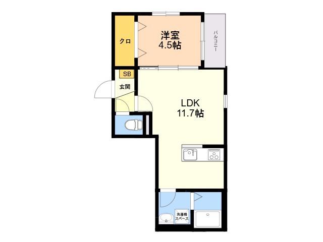麦野4丁目AP(1LDK/2階)の間取り写真