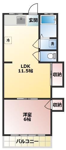 あおばハイツ(1LDK/1階)の間取り写真