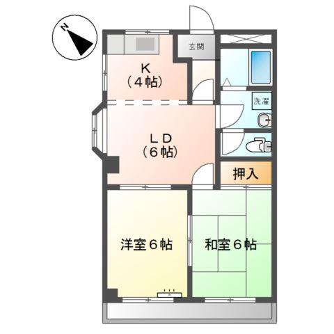 ハーベスト大和通(2LDK/1階)の間取り写真