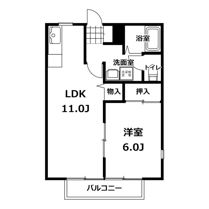 ぴあタウン(1LDK/2階)の間取り写真