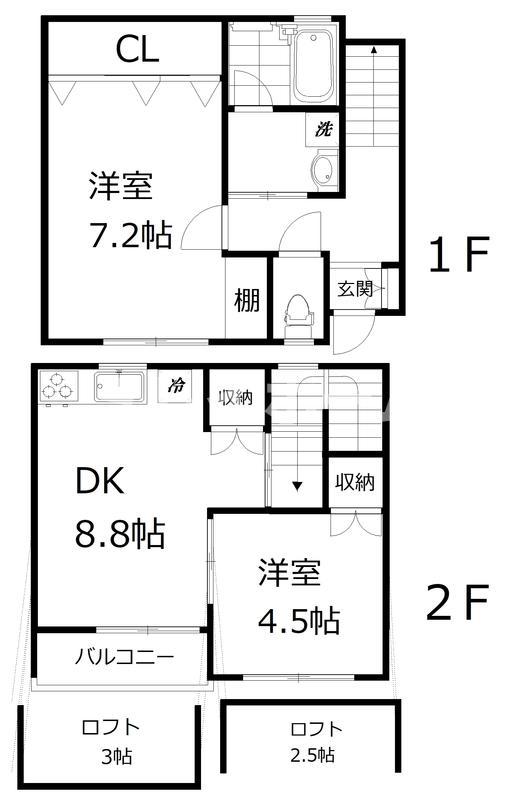 コンサイド-A(2DK/1階)の間取り写真