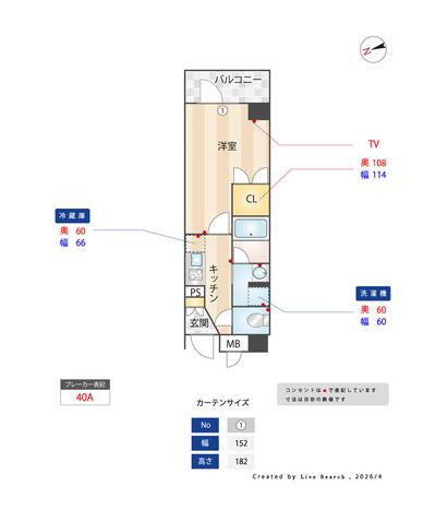 エスグランデ門前仲町(1K/4階)の間取り写真