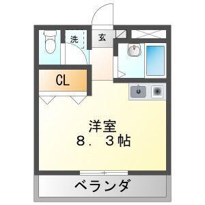 サンモール服部(ワンルーム/2階)の間取り写真