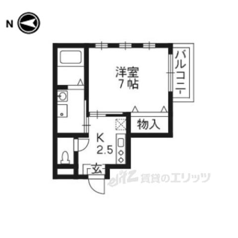 グランメールⅠ(1K/1階)の間取り写真