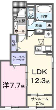ミルキー ウェイ 参番館(1LDK/1階)の間取り写真