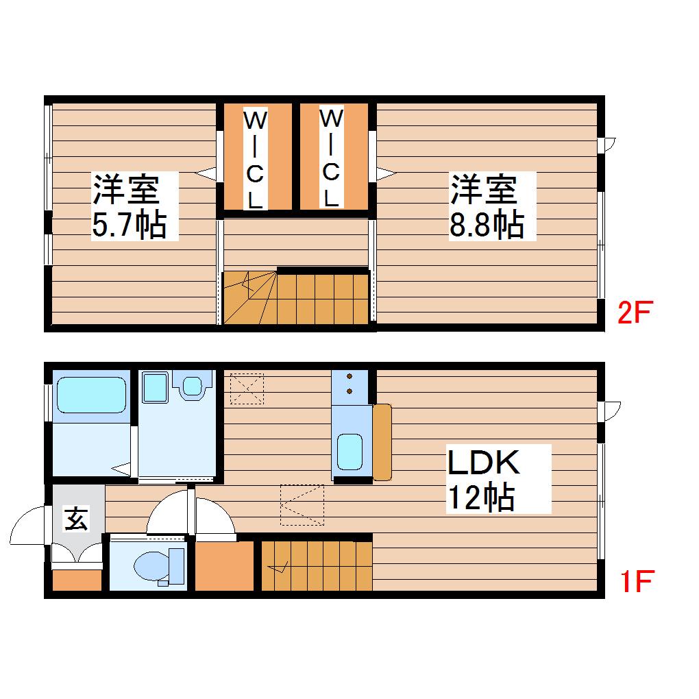 レトア遠見塚(2LDK/1階)の間取り写真