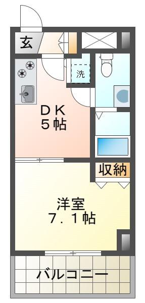 東亜建設第5ビル(1DK/2階)の間取り写真
