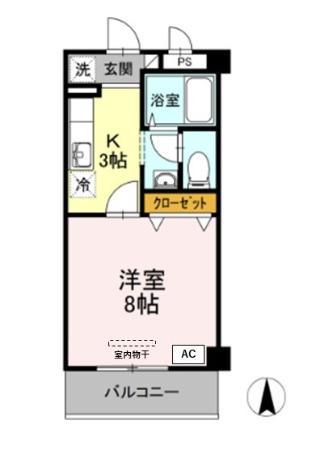 リビングタウン厚木(1K/1階)の間取り写真