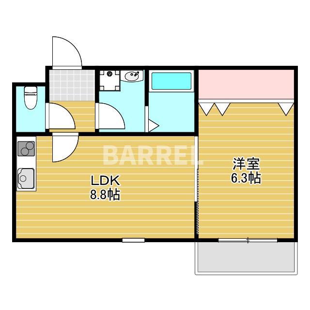 EIJU三津屋中(1LDK/3階)の間取り写真