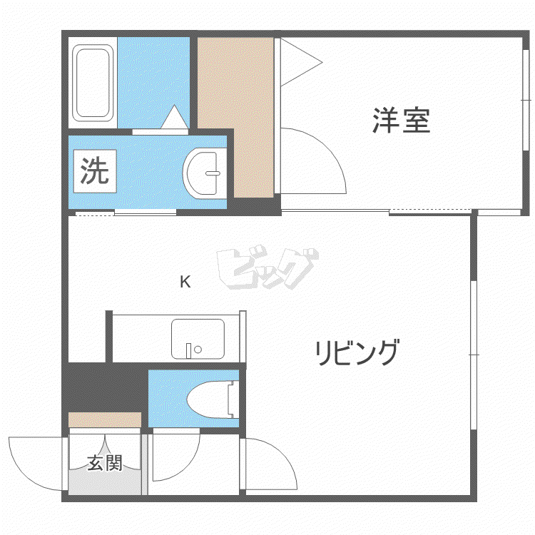 グランディール麻生(1LDK/2階)の間取り写真