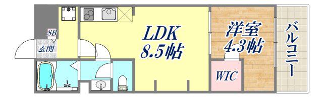 リブリ・中山手(1LDK/2階)の間取り写真