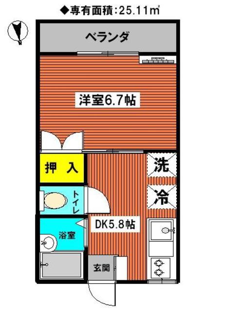 松清五番館(1DK/1階)の間取り写真