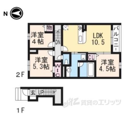 ティグリスB棟(3LDK/2階)の間取り写真