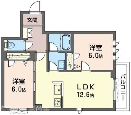 GROWILL立川III(2LDK/2階)の間取り写真