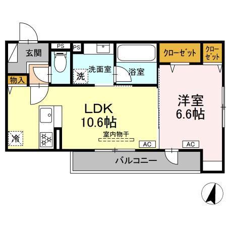 ブルマーレ湘南台(1LDK/3階)の間取り写真