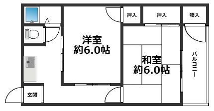 福住マンション(2K/1階)の間取り写真