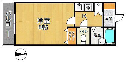 スターライト(1K/1階)の間取り写真