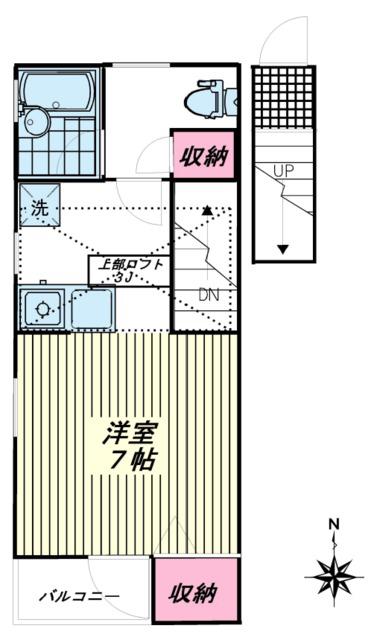 キャッスル廣瀬パークサイド(1K/2階)の間取り写真
