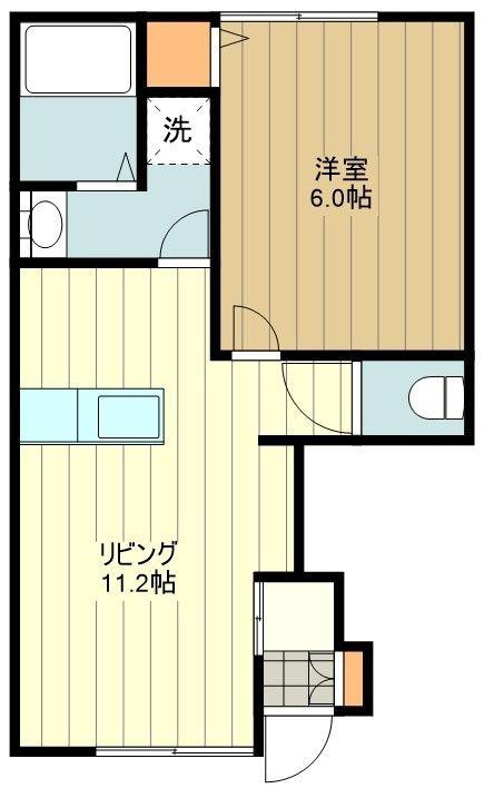 レガーロE棟(1LDK/1階)の間取り写真