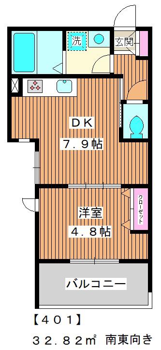 ヘーベルメゾンときわ台(1DK/4階)の間取り写真
