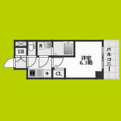 エスリード弁天町ノース RESIDENCE(1K/6階)の間取り写真