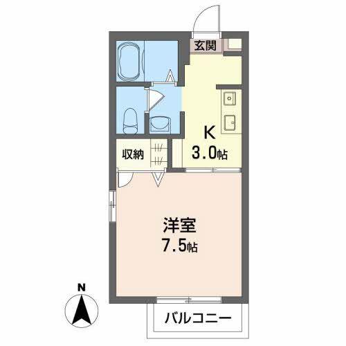 シャーメゾン・ソレイユA棟(1K/2階)の間取り写真