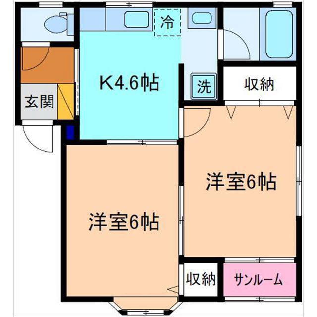 ヴィラアバンセ2(2K/2階)の間取り写真