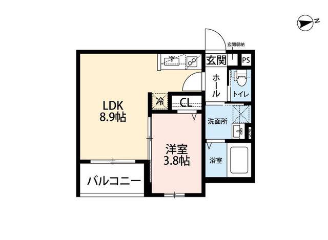 箱崎アパート(1LDK/3階)の間取り写真