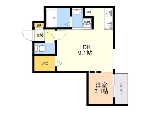 QUADOR姪浜(1LDK/3階)の間取り写真