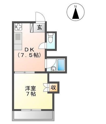 メゾンド梨花I(1DK/3階)の間取り写真