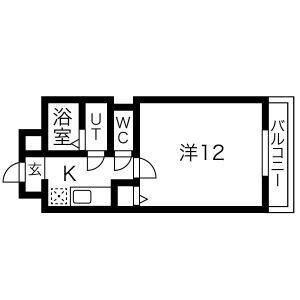 ル・レーヴ薬院(1K/6階)の間取り写真