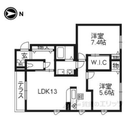 GRANDPRELUDE(2LDK/1階)の間取り写真