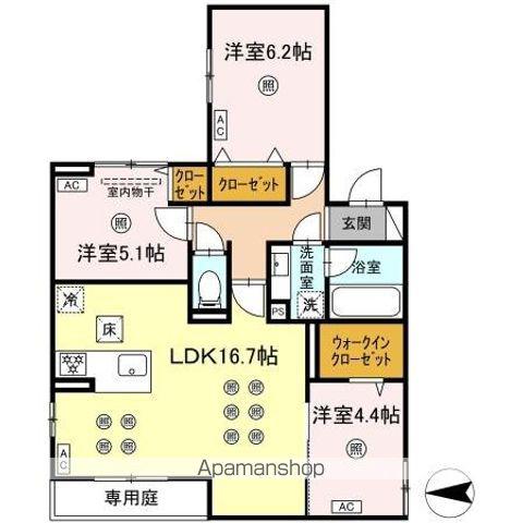 トリシア長丘(3LDK/1階)の間取り写真