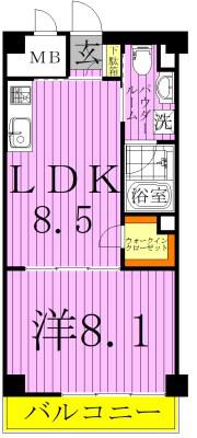 ベルドゥムール扇大橋Ⅱ(1LDK/2階)の間取り写真