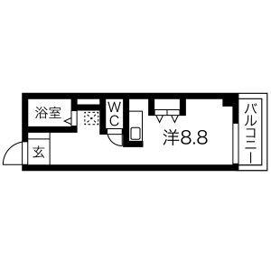 オークワン(ワンルーム/4階)の間取り写真