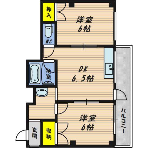 SUN清水(2DK/4階)の間取り写真