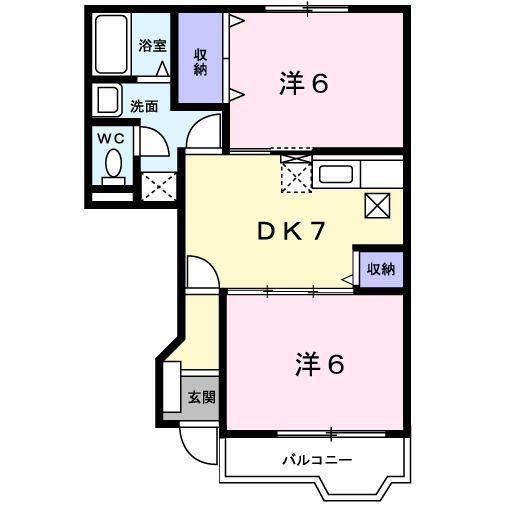 リブト-ラス2番館(2DK/1階)の間取り写真