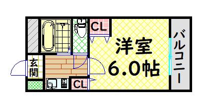 シャルムタガワ(1K/2階)の間取り写真