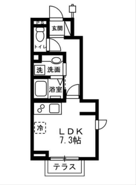 国分寺市富士本1丁目(ワンルーム/1階)の間取り写真