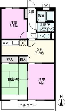サンビレッジN&A弐番館(3DK/3階)の間取り写真