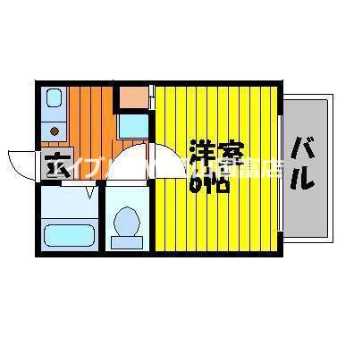 コーポパル(1K/2階)の間取り写真