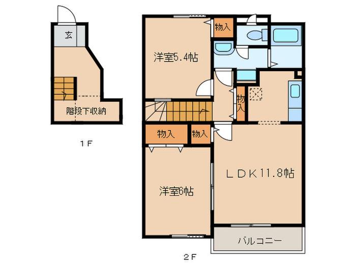 マジョリティー(2LDK/2階)の間取り写真