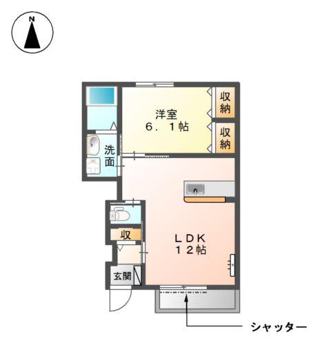 FELICEII(1LDK/1階)の間取り写真