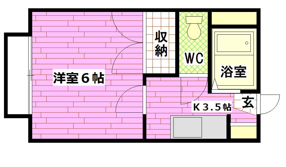 サンハイツ藤得(1K/1階)の間取り写真