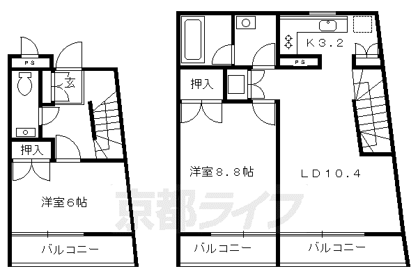 パークハウス(2LDK/1階)の間取り写真