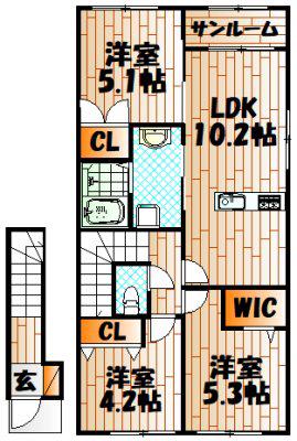 ファミールS(3LDK/2階)の間取り写真