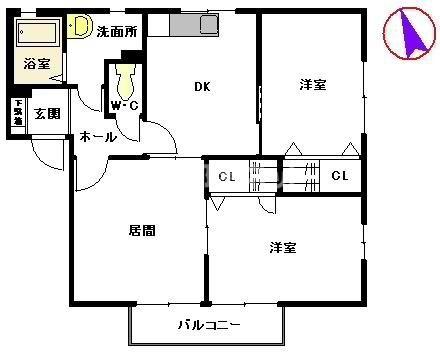 メゾン・フローラ C棟(3DK/2階)の間取り写真